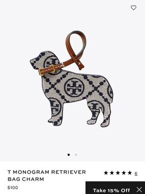 Tory Burch Navy & Cream golden retriever bag charm